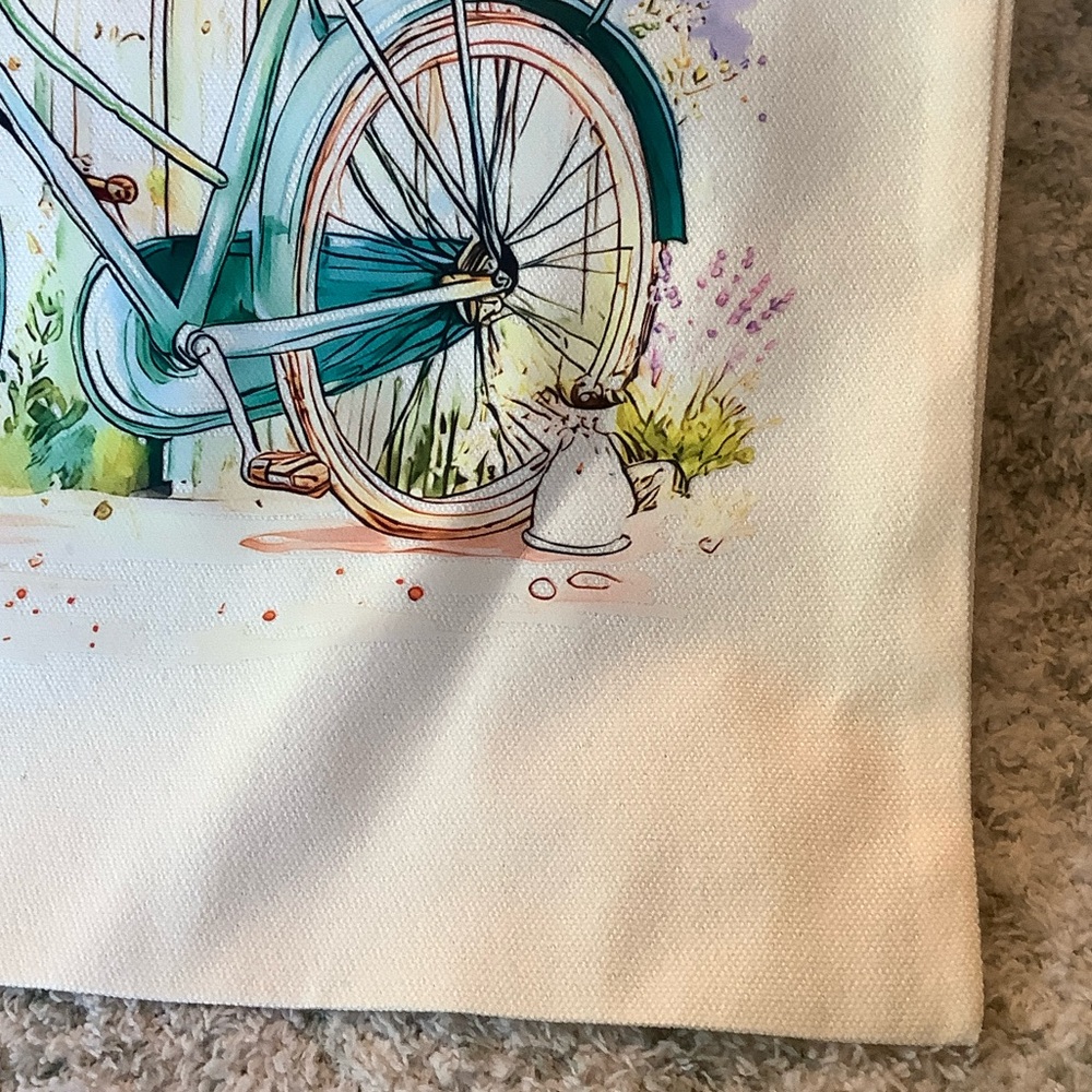 French Lavender Bicycle Canvas Tote Bag NWT 13.5” x 15” - Picture 7 of 16